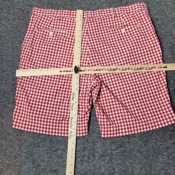 Vtg Polo Ralph Lauren Shorts Men 40 Red Suffield Gingham Check Flat Front Chino - Picture 3 of 9
